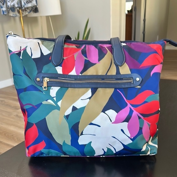 Hawaiian floral fern colorful pattern tote shoulder bag - Picture 2 of 14